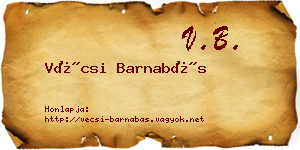 Vécsi Barnabás névjegykártya